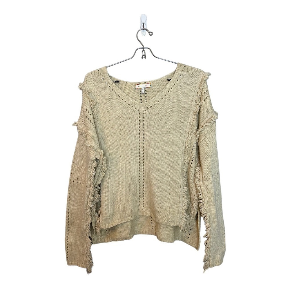 Anthropologie Eri + Ali Lissette Fringe Sweater S - Picture 2 of 7